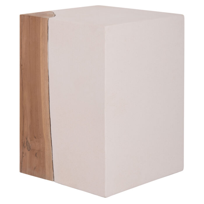 ΒΟΗΘΗΤΙΚΟ ΤΡΑΠΕΖΙ LEIA HM18163.02 FIBER CEMENT ΛΕΥΚΟ-ΞΥΛΟ TEAK 32.5x32.5x46Υεκ. - Image 5