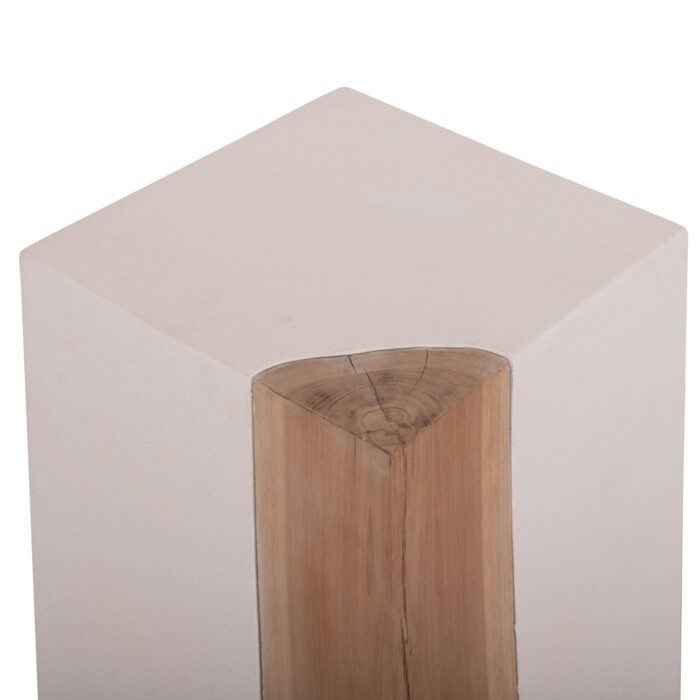 ΒΟΗΘΗΤΙΚΟ ΤΡΑΠΕΖΙ LEIA HM18163.02 FIBER CEMENT ΛΕΥΚΟ-ΞΥΛΟ TEAK 32.5x32.5x46Υεκ. - Image 8