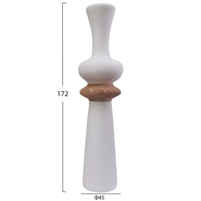 ΔΙΑΚΟΣΜΗΤΙΚΟ ΒΑΖΟ ΔΑΠΕΔΟΥ NEBULA HM4660.02L FIBER CEMENT ΛΕΥΚΟ--ΞΥΛΟ ΤΕΑΚ Φ45x172Υεκ - Image 2