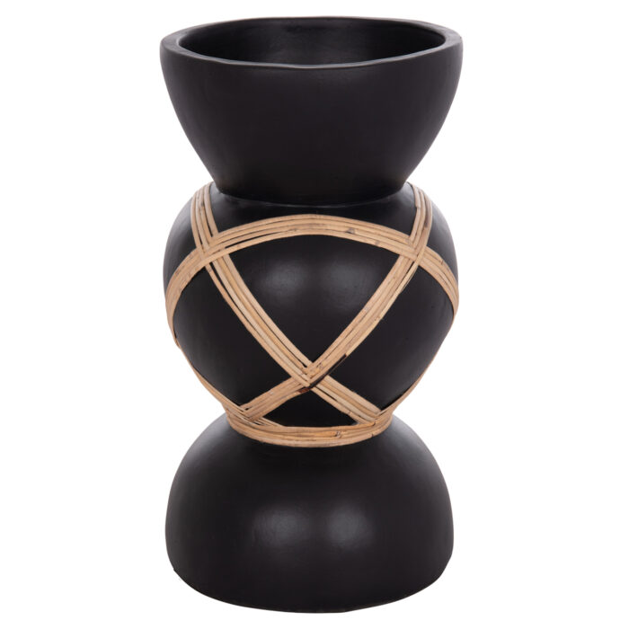 ΔΙΑΚΟΣΜΗΤΙΚΟ ΒΑΖΟ ΔΑΠΕΔΟΥ MAYNARD HM4672.01S TERRACOTTA ΜΑΥΡΟ-RATTAN Φ27.5x50Υ - Image 3