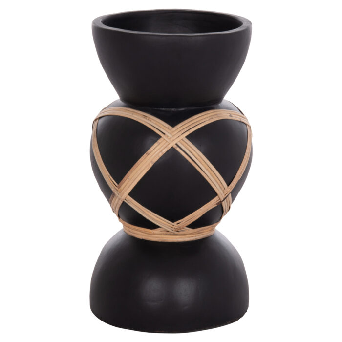 ΔΙΑΚΟΣΜΗΤΙΚΟ ΒΑΖΟ ΔΑΠΕΔΟΥ MAYNARD HM4672.01S TERRACOTTA ΜΑΥΡΟ-RATTAN Φ27.5x50Υ - Image 1