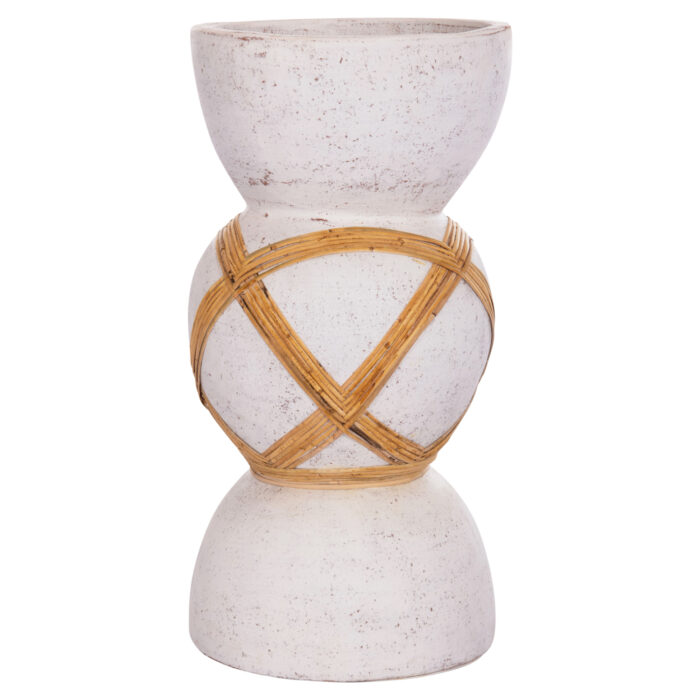 ΔΙΑΚΟΣΜΗΤΙΚΟ ΒΑΖΟ ΔΑΠΕΔΟΥ MAYNARD HM4672.02L TERRACOTTA ΛΕΥΚΟ--RATTAN Φ32x62.5Υεκ. - Image 3