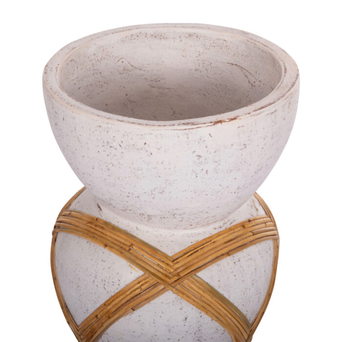 ΔΙΑΚΟΣΜΗΤΙΚΟ ΒΑΖΟ ΔΑΠΕΔΟΥ MAYNARD HM4672.02L TERRACOTTA ΛΕΥΚΟ--RATTAN Φ32x62.5Υεκ. - Image 4