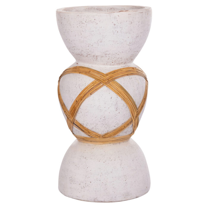 ΔΙΑΚΟΣΜΗΤΙΚΟ ΒΑΖΟ ΔΑΠΕΔΟΥ MAYNARD HM4672.02L TERRACOTTA ΛΕΥΚΟ--RATTAN Φ32x62.5Υεκ. - Image 1