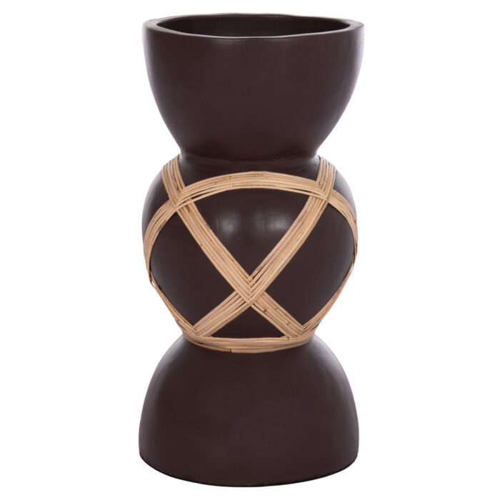 ΔΙΑΚΟΣΜΗΤΙΚΟ ΒΑΖΟ ΔΑΠΕΔΟΥ MAYNARD HM4672.07L TERRACOTTA ΣΟΚΟΛΑΤΙ-RATTAN Φ32x62.5Υεκ - Image 1