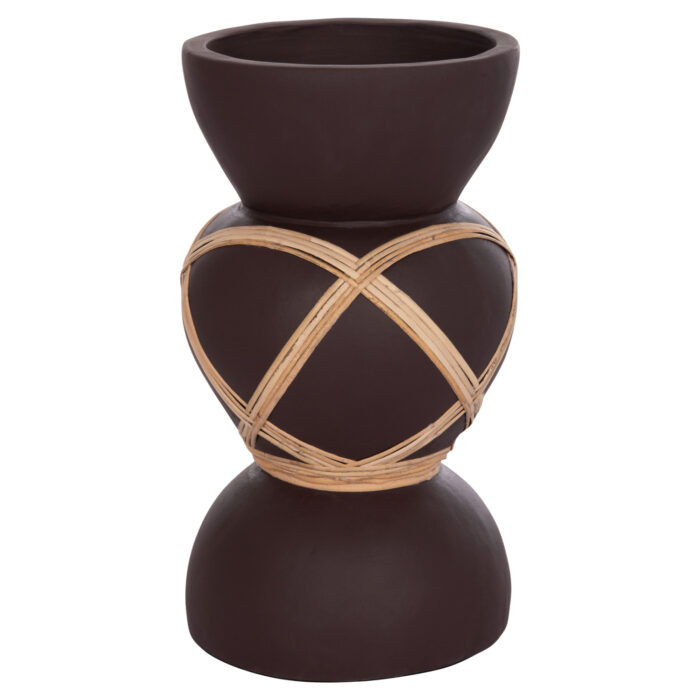 ΔΙΑΚΟΣΜΗΤΙΚΟ ΒΑΖΟ ΔΑΠΕΔΟΥ MAYNARD HM4672.07S TERRACOTTA ΣΟΚΟΛΑΤΙ-RATTAN Φ27.5x50Υεκ - Image 1