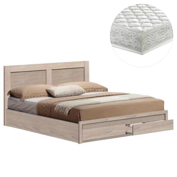 ΚΡΕΒΑΤΙ ΔΙΠΛΟ ΜΕ ΣΥΡΤΑΡΙΑ & ΣΤΡΩΜΑ CAPRI HM21169 ΜΕΛΑΜΙΝΗ SONAMA--ΓΙΑ 150x200εκ - Image 1