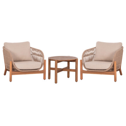 LOUNGE ΣΕΤ SANJI HM21214 ΤΡΑΠΕΖΙ & 2 ΠΟΛΥΘΡΟΝΕΣ--ΞΥΛΟ ΑΚΑΚΙΑΣ-ΑΛΟΥΜΙΝΙΟ-ΣΧΟΙΝΙ
