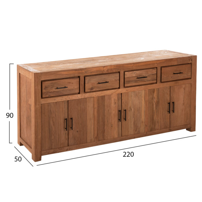 ΜΠΟΥΦΕΣ GRAYSON HM9802 ΑΝΑΚΥΚΛΩΜΕΝΟ ΞΥΛΟ TEAK ΣΕ ΦΥΣΙΚΟ 220x50x90Υεκ. - Image 2