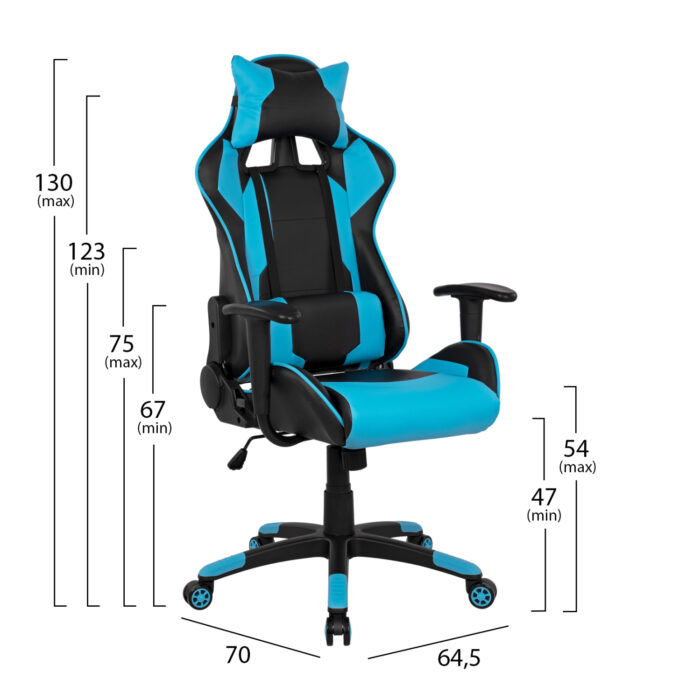 ΠΟΛΥΘΡΟΝΑ GAMING DARIUS HM1072.08 ΜΑΥΡΗ-ΣΙΕΛ 66,5x70x(122-129) cm - Image 2