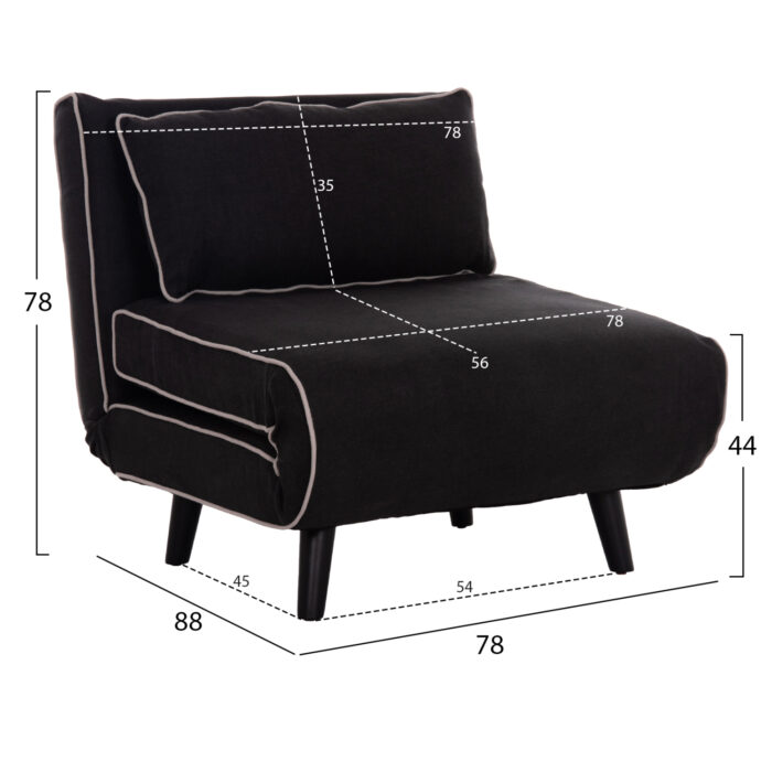 ΠΟΛΥΘΡΟΝΑ ΚΡΕΒΑΤΙ BRAXTON HM8425.03 ΜΑΥΡΟ ΥΦΑΣΜΑ 78x88x78Υεκ. - Image 2