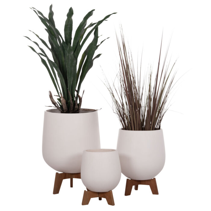ΣΕΤ 3 ΓΛΑΣΤΡΕΣ ΜΕ TEAK ΒΑΣΕΙΣ TRYLL HM4681.02 FIBER CEMENT ΛΕΥΚΟ - Image 1