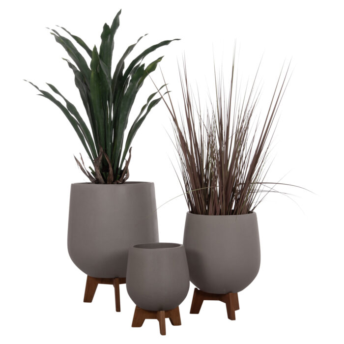 ΣΕΤ 3 ΓΛΑΣΤΡΕΣ ΜΕ TEAK ΒΑΣΕΙΣ TRYLL HM4681.03 FIBER CEMENT--ΓΚΡΙ - Image 1