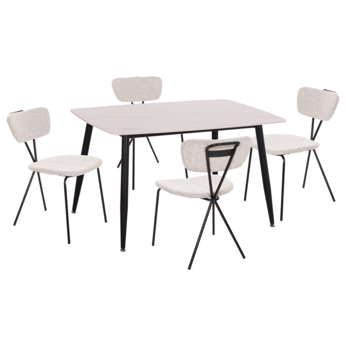 ΣΕΤ ΤΡΑΠΕΖΑΡΙΑΣ 5ΤΜΧ RAVEN HM21067.01 ΚΕΡΑΜΙΚΟ TOP ΛΕΥΚΟ ΜΑΡΜΑΡΟ--ΜΕΤΑΛΛΟ - Image 1