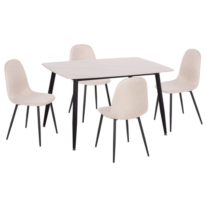 ΣΕΤ ΤΡΑΠΕΖΑΡΙΑΣ 5ΤΜΧ RAVEN HM21068.01 ΚΕΡΑΜΙΚΟ TOP ΛΕΥΚΟ ΜΑΡΜΑΡΟ--ΜΠΕΖ ΥΦΑΣΜΑ - Image 1