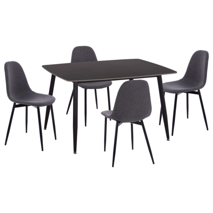 ΣΕΤ ΤΡΑΠΕΖΑΡΙΑΣ 5ΤΜΧ RAVEN HM21068.02 ΚΕΡΑΜΙΚΟ TOP ΜΑΥΡΟ ΜΑΡΜΑΡΟ--ΓΚΡΙ ΥΦΑΣΜΑ - Image 1