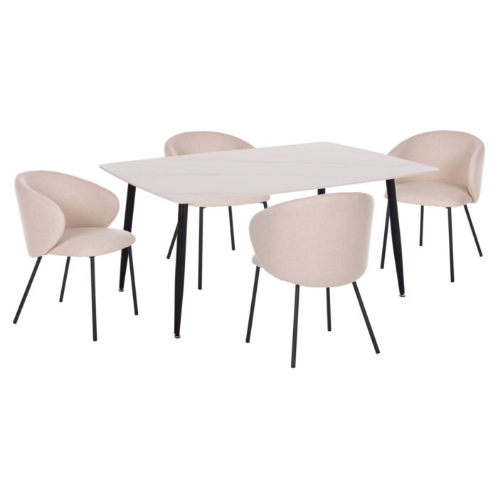 ΣΕΤ ΤΡΑΠΕΖΑΡΙΑΣ 5ΤΜΧ RAVEN HM21069.01 ΚΕΡΑΜΙΚΟ TOP ΛΕΥΚΟ ΜΑΡΜΑΡΟ & 4 ΚΑΡΕΚΛΕΣ - Image 1