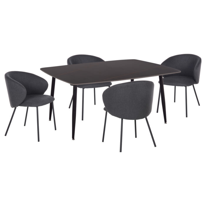 ΣΕΤ ΤΡΑΠΕΖΑΡΙΑΣ 5ΤΜΧ RAVEN HM21069.02 ΚΕΡΑΜΙΚΟ TOP ΜΑΥΡΟ ΜΑΡΜΑΡΟ & 4 ΚΑΡΕΚΛΕΣ - Image 1