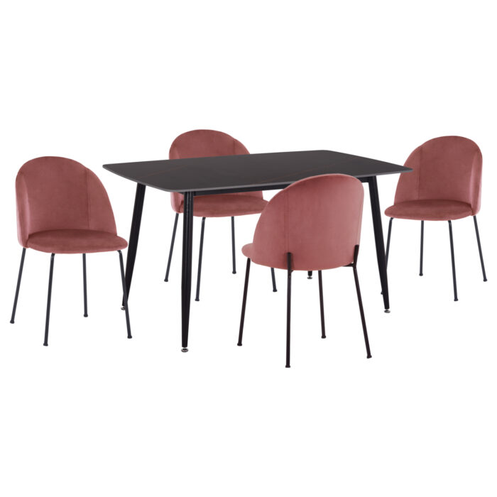 ΣΕΤ ΤΡΑΠΕΖΑΡΙΑΣ 5ΤΜΧ RAVEN HM21072.02 ΚΕΡΑΜΙΚΟ TOP ΜΑΥΡΟ ΜΑΡΜΑΡΟ & 4 ΚΑΡΕΚΛΕΣ - Image 1