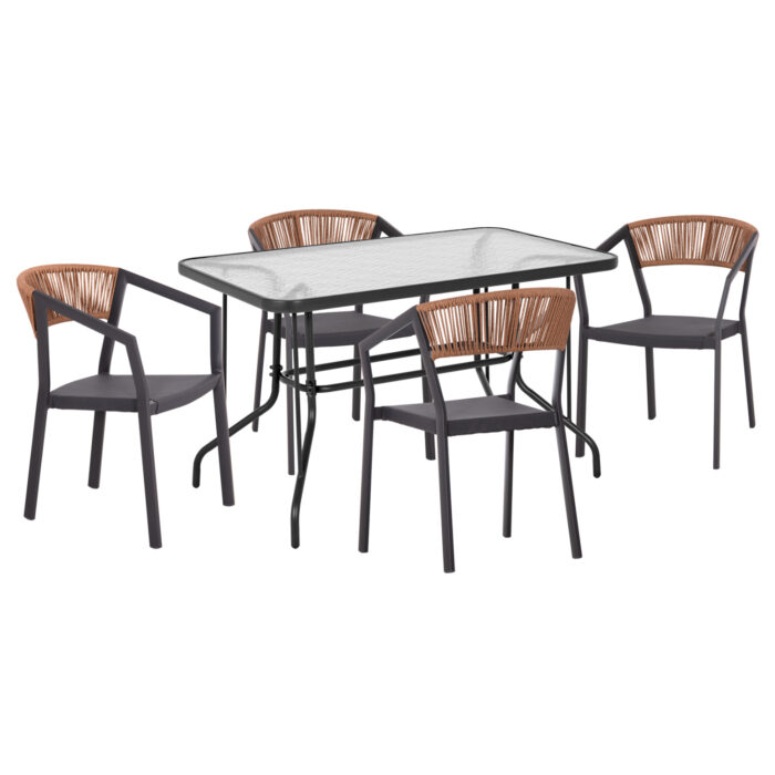 ΣΕΤ ΤΡΑΠΕΖΑΡΙΑΣ 5ΤΜΧ ADAM HM21160 ΚΑΡΕΚΛΕΣ ΑΛΟΥΜΙΝΙΟΥ & ΤΡΑΠΕΖΙ 120x70 ΓΚΡΙ - Image 1