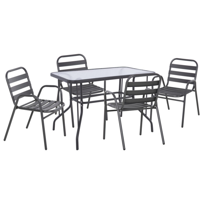 ΣΕΤ ΤΡΑΠΕΖΑΡΙΑΣ 5ΤΜΧ ADAM HM21219 ΚΑΡΕΚΛΕΣ ΜΕΤΑΛΛΙΚΕΣ & ΤΡΑΠΕΖΙ 110x60 ΓΚΡΙ - Image 1