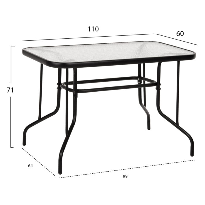 ΣΕΤ ΤΡΑΠΕΖΑΡΙΑΣ 5ΤΜΧ ADAM HM21219.01 ΚΑΡΕΚΛΕΣ ΜΕΤΑΛΛΙΚΕΣ & ΤΡΑΠΕΖΙ 110x60 ΜΑΥΡΟ - Image 2