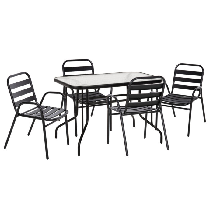ΣΕΤ ΤΡΑΠΕΖΑΡΙΑΣ 5ΤΜΧ ADAM HM21219.01 ΚΑΡΕΚΛΕΣ ΜΕΤΑΛΛΙΚΕΣ & ΤΡΑΠΕΖΙ 110x60 ΜΑΥΡΟ - Image 1