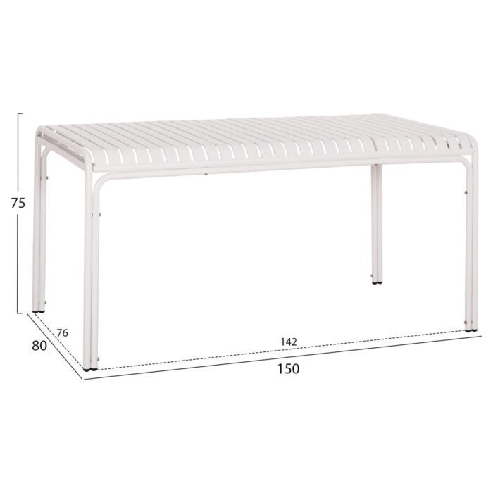 ΤΡΑΠΕΖΙ ΑΛΟΥΜΙΝΙΟΥ RACHEL HM6339.02 ΛΕΥΚΟ 150x80x75Υεκ. - Image 2