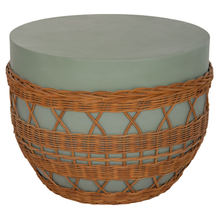 ΤΡΑΠΕΖΙ ΣΑΛΟΝΙΟΥ VILHENA HM18165 FIBER CEMENT ΠΡΑΣΙΝΟ-RATTAN ΦΥΣΙΚΟ Φ56x47Υεκ. - Image 1
