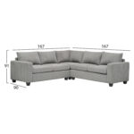 ΓΩΝΙΑΚΟΣ ΚΑΝΑΠΕΣ CALDER HM3286.01 ΓΚΡΙ ΥΦΑΣΜΑ 254x254x90(κάθισμα)x91Υεκ. - Image 2