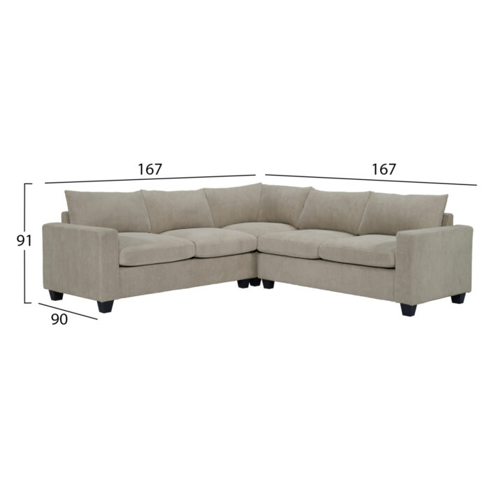 ΓΩΝΙΑΚΟΣ ΚΑΝΑΠΕΣ CALDER HM3286.03 ΜΠΕΖ ΥΦΑΣΜΑ 254x254x90(κάθισμα)x91Υεκ. - Image 2