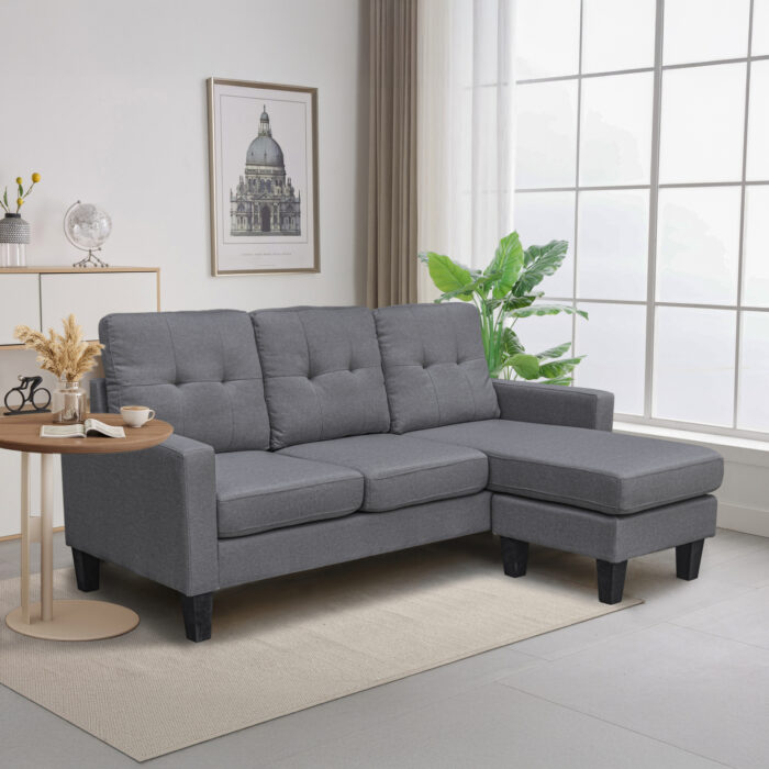 ΚΑΝΑΠΕΣ ΓΩΝΙΑ ΑΝΑΣΤΡΕΨΙΜΗ MEGGY HM3297.01 ΓΚΡΙ ΥΦΑΣΜΑ 184,5x129x86Yεκ. - Image 3