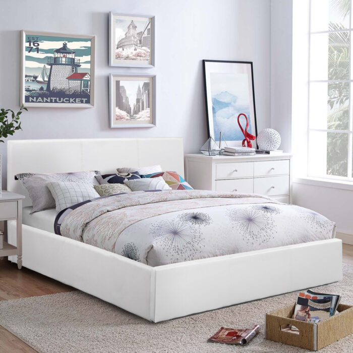 ΚΡΕΒΑΤΙ ΔΙΠΛΟ & ΣΤΡΩΜΑ BOBBI HM21271.01 ΛΕΥΚΟ PU ΜΕ ΑΠΟΘ.ΧΩΡΟ--ΓΙΑ 150x200εκ - Image 2