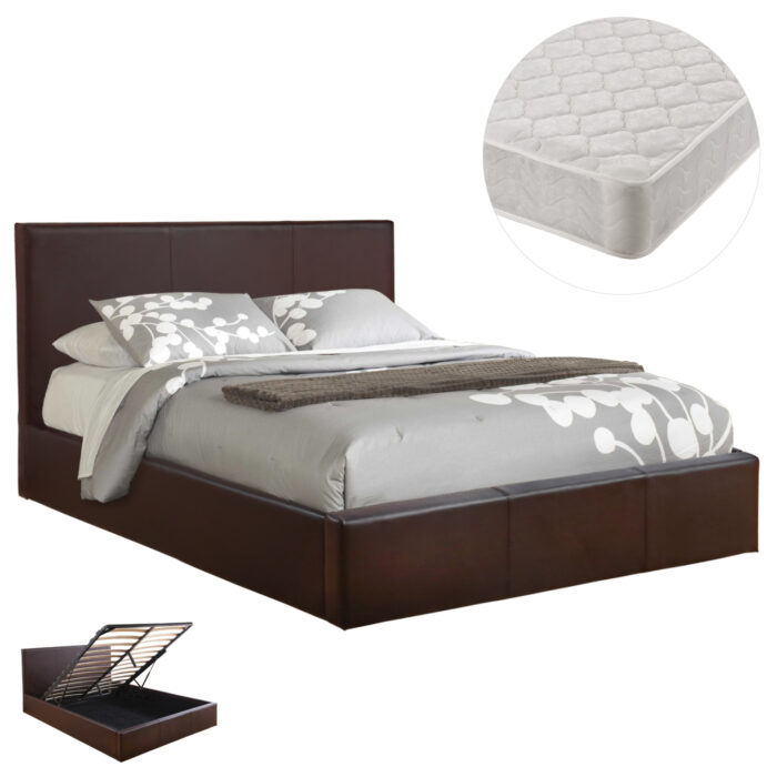 ΚΡΕΒΑΤΙ ΔΙΠΛΟ & ΣΤΡΩΜΑ BOBBI HM21271.02 ΚΑΦΕ PU ΜΕ ΑΠΟΘ.ΧΩΡΟ--ΓΙΑ 150x200εκ - Image 1