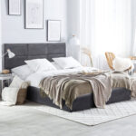 ΚΡΕΒΑΤΙ ΔΙΠΛΟ & ΣΤΡΩΜΑ BRILEY HM21272.01 ΓΚΡΙ ΒΕΛΟΥΔΟ ΜΕ ΑΠΟΘ.ΧΩΡΟ--ΓΙΑ 160x200εκ - Image 2