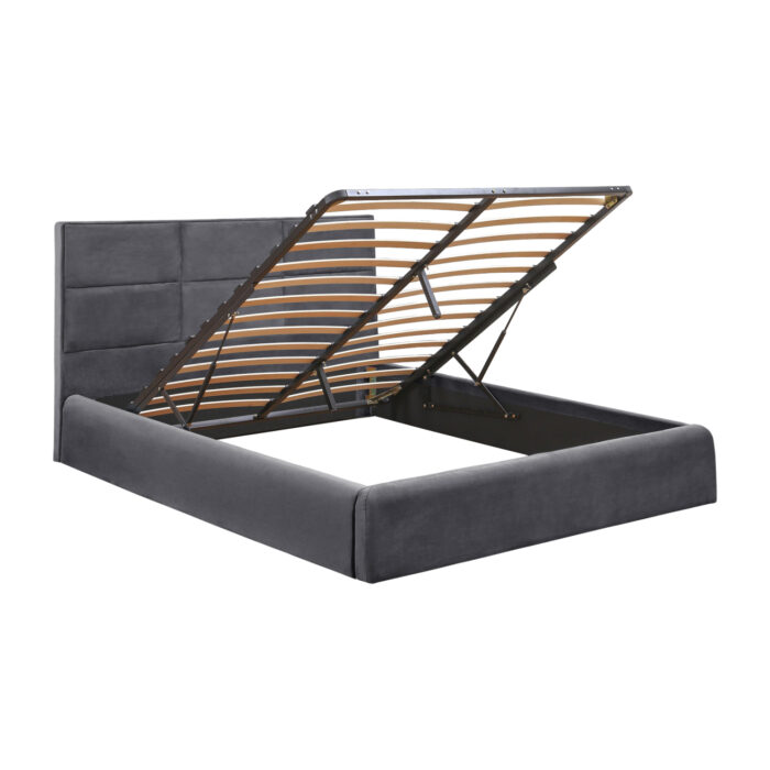 ΚΡΕΒΑΤΙ ΔΙΠΛΟ & ΣΤΡΩΜΑ BRILEY HM21272.01 ΓΚΡΙ ΒΕΛΟΥΔΟ ΜΕ ΑΠΟΘ.ΧΩΡΟ--ΓΙΑ 160x200εκ - Image 4