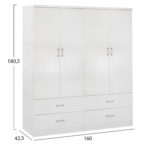 ΝΤΟΥΛΑΠΑ 4ΦΥΛΛΗ REINA ME 4 ΣΥΡΤΑΡΙΑ HM21258 ΜΕΛΑΜΙΝΗ ΣΕ ΛΕΥΚΟ 160x42,5x180,5Υεκ - Image 2