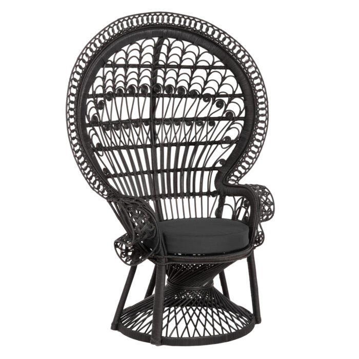 ΠΟΛΥΘΡΟΝΑ ROYAL PEACOCK HM9342.03 RATTAN ΜΑΥΡΟ-ΜΑΞΙΛΑΡΙ ΜΑΥΡΟ 114x72x150Yεκ. - Image 1