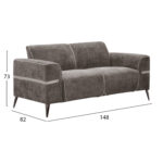 ΣΕΤ ΣΑΛΟΝΙ 2ΤΜΧ 3Θ+2Θ FERIN HM6070.02 ΓΚΡΙ ΥΦΑΣΜΑ-ΣΚΟΥΡA ΚΑΦΕ ΜΕΤΑΛΛΙΚΑ ΠΟΔΙΑ - Image 3