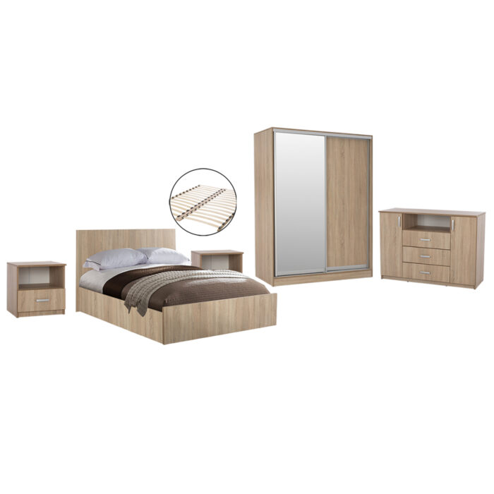 ΣΕΤ ΚΡΕΒΑΤΟΚΑΜΑΡΑΣ 6ΤΜΧ ADLER HM11759 ΜΕΛΑΜΙΝΗ SONAMA OAK-ΓΙΑ ΣΤΡΩΜΑ 160x200εκ - Image 1