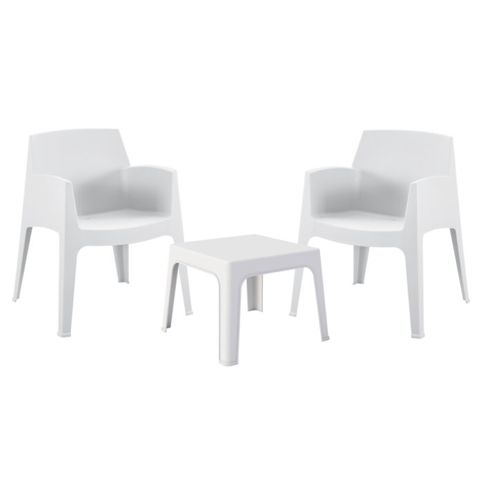 ΣΕΤ LOUNGE ΠΟΛΥΠΡΟΠΥΛΕΝΙΟΥ SLEEK HM21267.01 ΤΡΑΠΕΖΑΚΙ & 2 ΠΟΛΥΘΡΟΝΕΣ-ΛΕΥΚΟ - Image 1