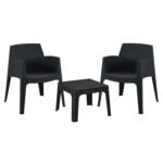 ΣΕΤ 3ΤΜΧ ΠΟΛΥΠΡΟΠΥΛΕΝΙΟΥ SLEEK HM21267.02 ΤΡΑΠΕΖΑΚΙ & 2 ΠΟΛΥΘΡΟΝΕΣ-ΜΑΥΡΟ