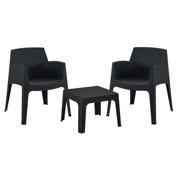 ΣΕΤ 3ΤΜΧ ΠΟΛΥΠΡΟΠΥΛΕΝΙΟΥ SLEEK HM21267.02 ΤΡΑΠΕΖΑΚΙ & 2 ΠΟΛΥΘΡΟΝΕΣ-ΜΑΥΡΟ - Image 1