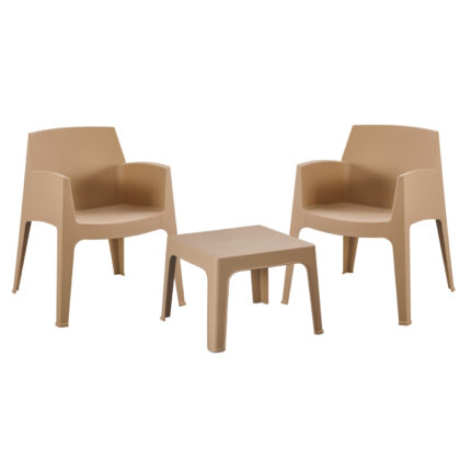 ΣΕΤ LOUNGE ΠΟΛΥΠΡΟΠΥΛΕΝΙΟΥ SLEEK HM21267.03 ΤΡΑΠΕΖΑΚΙ & 2 ΠΟΛΥΘΡΟΝΕΣ-ΚΑΠΟΥΤΣΙΝΟ