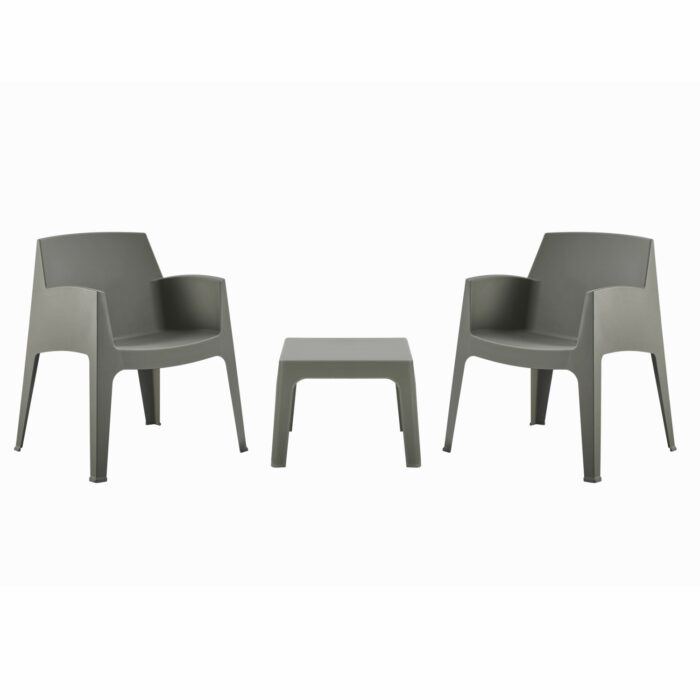 ΣΕΤ LOUNGE ΠΟΛΥΠΡΟΠΥΛΕΝΙΟΥ SLEEK HM21267.05 ΤΡΑΠΕΖΑΚΙ & 2 ΠΟΛΥΘΡΟΝΕΣ-DARK OLIVE GREEN - Image 1