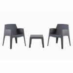 ΣΕΤ LOUNGE ΠΟΛΥΠΡΟΠΥΛΕΝΙΟΥ SLEEK HM21267.10 ΤΡΑΠΕΖΑΚΙ & 2 ΠΟΛΥΘΡΟΝΕΣ-ΓΚΡΙ