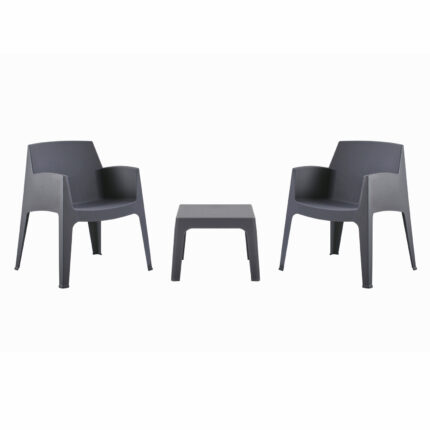 ΣΕΤ LOUNGE ΠΟΛΥΠΡΟΠΥΛΕΝΙΟΥ SLEEK HM21267.10 ΤΡΑΠΕΖΑΚΙ & 2 ΠΟΛΥΘΡΟΝΕΣ-ΓΚΡΙ