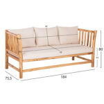 ΣΕΤ ΣΑΛΟΝΙ 4ΤΜΧ EDDARD HM9340.25 ΑΠΟ ΜΑΣΙΦ ΞΥΛΟ TEAK  ΦΥΣΙΚΟ - ΛΕΥΚΟ - Image 2