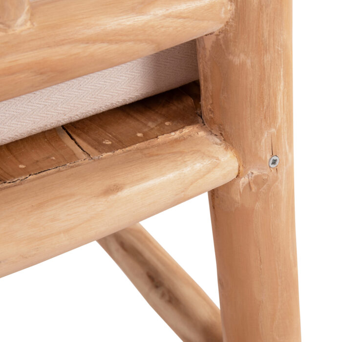 ΣΕΤ ΣΑΛΟΝΙ 4ΤΜΧ EDDARD HM9340.25 ΑΠΟ ΜΑΣΙΦ ΞΥΛΟ TEAK  ΦΥΣΙΚΟ - ΛΕΥΚΟ - Image 6