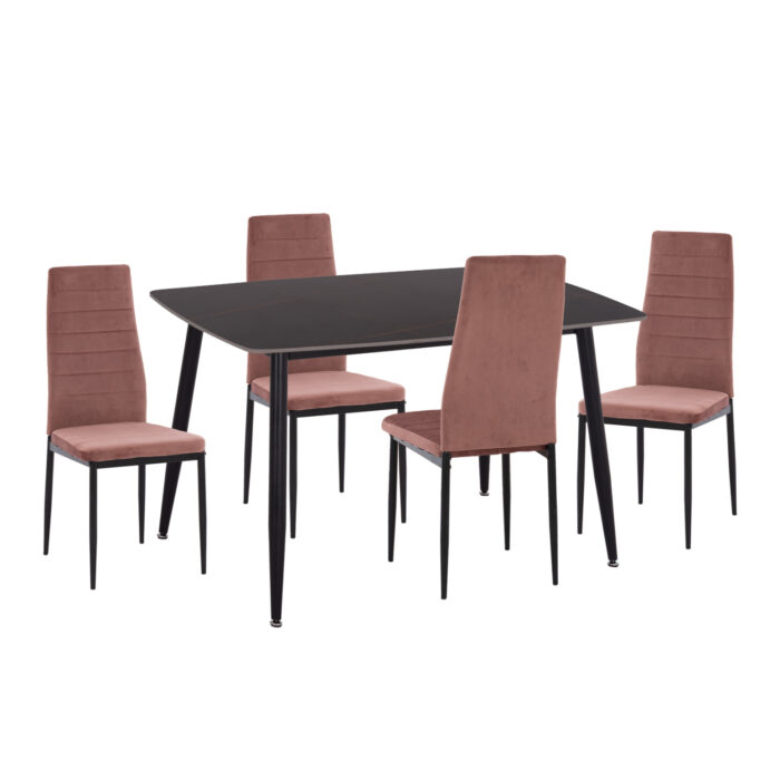 ΣΕΤ ΤΡΑΠΕΖΑΡΙΑΣ 5ΤΜΧ RAVEN HM21264.02 ΚΕΡΑΜΙΚΟ TOP ΜΑΥΡΟ ΜΑΡΜΑΡΟ--ΒΕΛΟΥΔΟ ΣΑΠΙΟ ΜΗΛΟ - Image 1